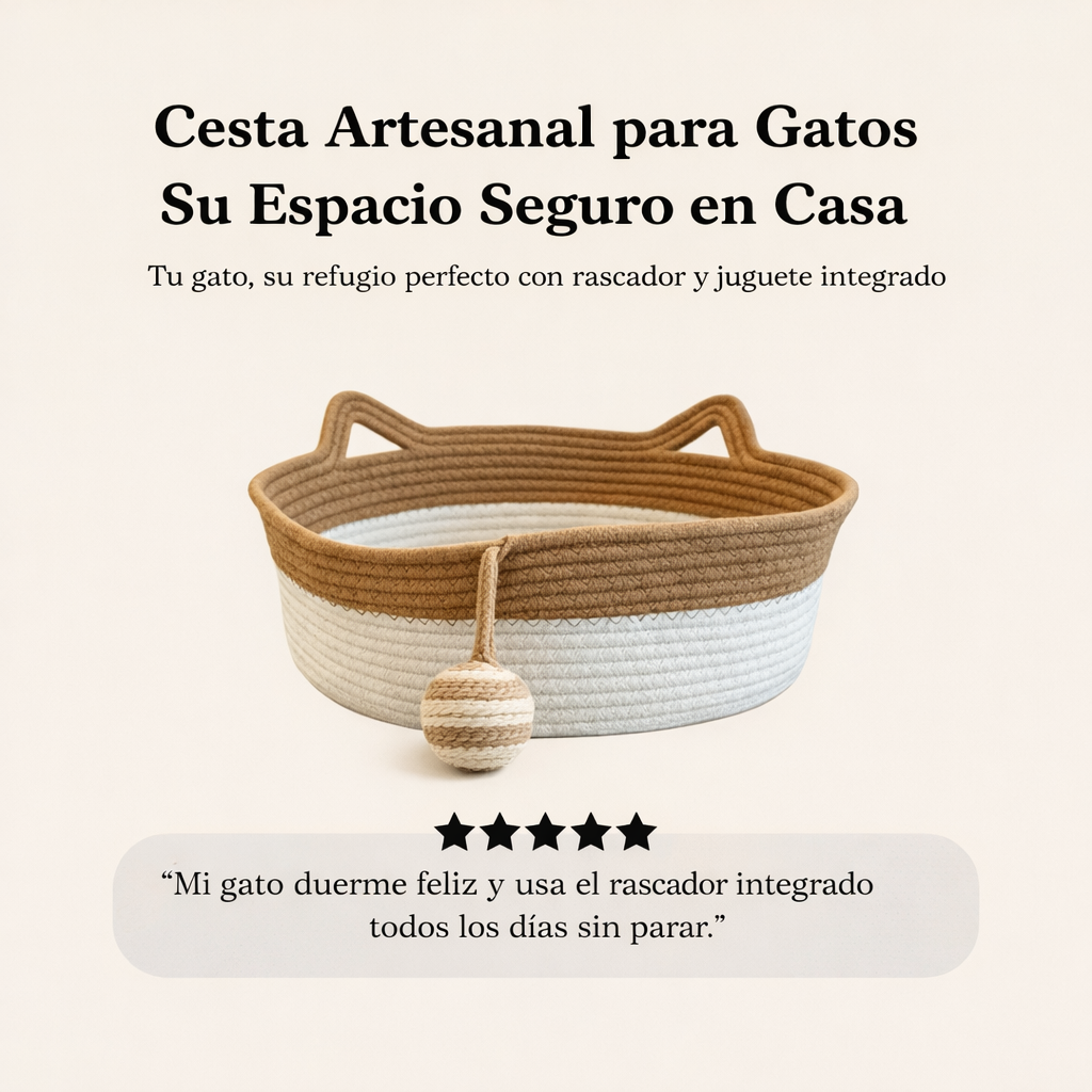 Cesta Natural para Gatos-Su Espacio Seguro en Casa
